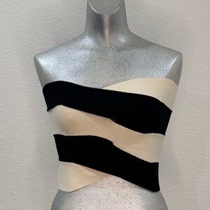 Cider Black and Cream Striped Crop Top